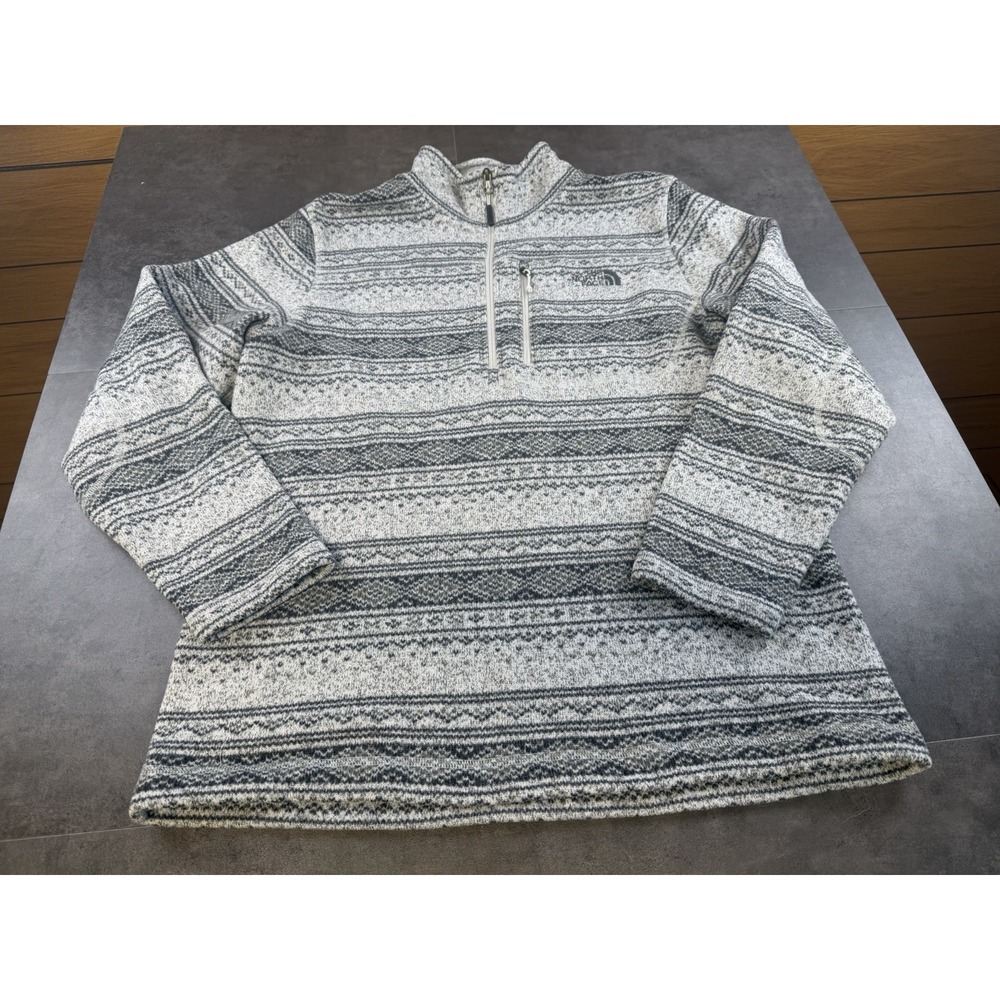 The North Face Men's Aztec/Tribal 1/4 Zip Grey Fleece Pullover Size XL